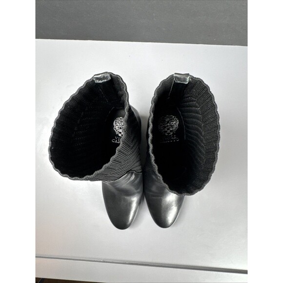 Vince‎ Camuto DIANDRA Black Leather Sock Bootie Chunky Heel Pull On Boot Sz 7 M - Picture 10 of 12